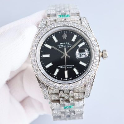 ROLEX Imported 8215  Diamond-in Black White Blue 42MM Watch